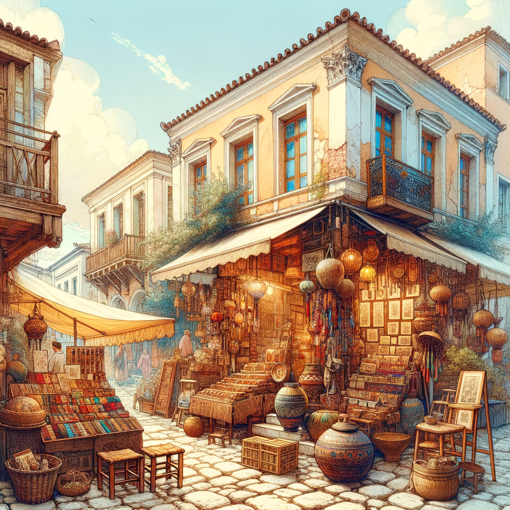 Charming Athens streets with artisanal shops.