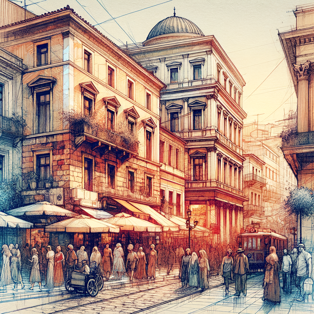 Chic Athens streets blend history, modernity vibrantly.